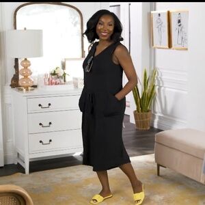 Anybody Cozy Knit Lux Gaucho Jumpsuit Black Medium Tall